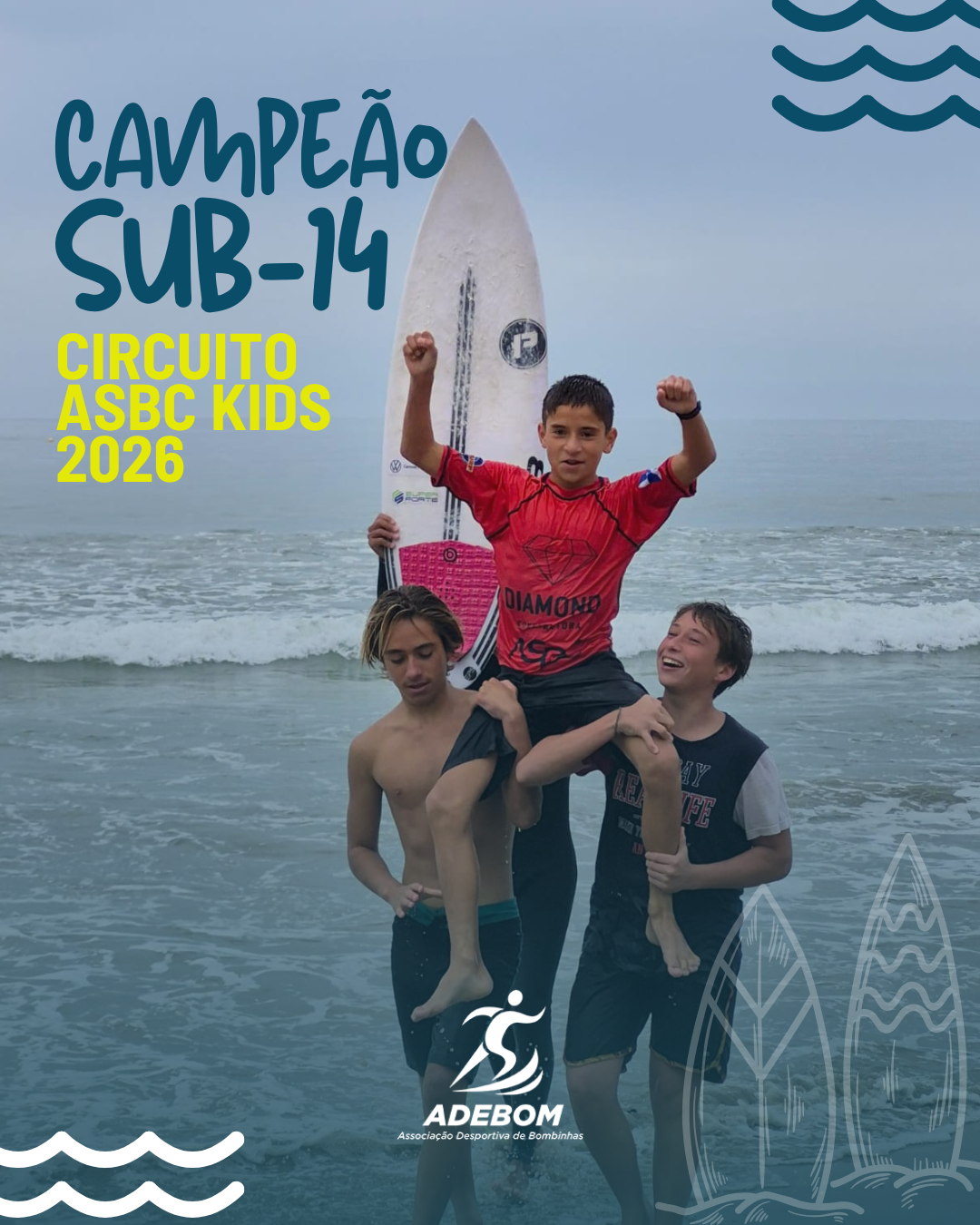 Azul e Bege Moderno Surfista Instagram Post